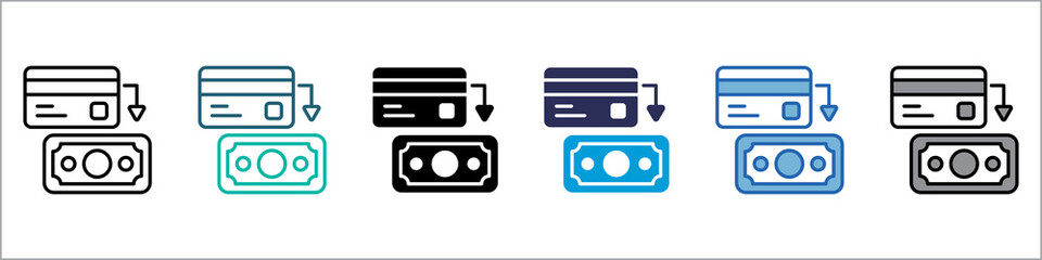 Cash Single Icon Multistyle Illustration