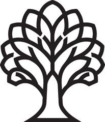 tree vector designed for coloring pages. Features clean black outlines, nature-inspired shapes, and a calm aesthetic