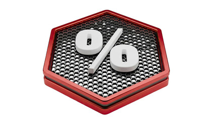 3D Percentage Symbol on Hexagonal Grid