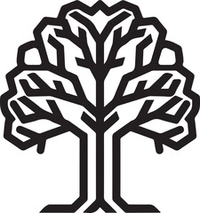 tree vector designed for coloring pages. Features clean black outlines, nature-inspired shapes, and a calm aesthetic