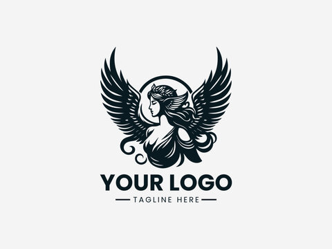 winged goddes black vector logo