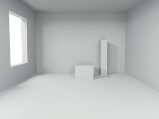 Fototapeta premium Minimalist room with large window
