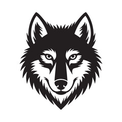 Obraz premium A striking black and white illustration of a wolf s head portrays its intense gaze and powerful features a symbol of