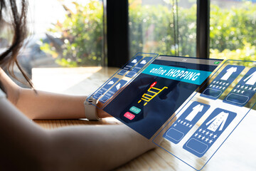 Online Shopping App Interface on Smartphone with Virtual Fashion Catalog and Cart Overlay