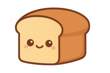 Cute kawaii happy bread loaf smiling illustration