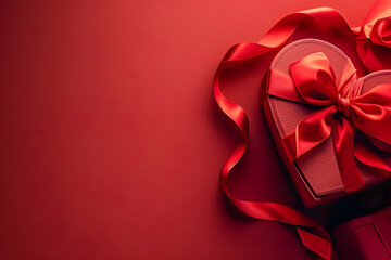 gift box heart on red background Valentine Day