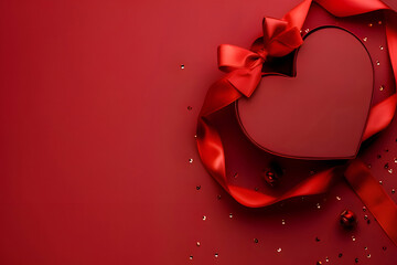 gift box heart on red background Valentine Day