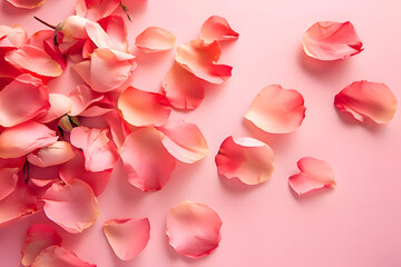 rose petals on pink background