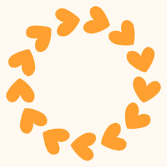 Simple circular frame made of bold pink heart shapes arranged in a clean, modern ring. Minimal and playful design perfect for Valentines Day, love themed graphics, cards, stickers, and invitations