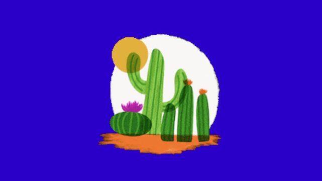 cactus on blue background