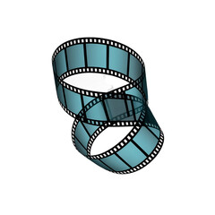 Film Strip Reel Icon Illustration, Cinema and Video Production Symbol Isolated on Transparent Background