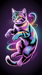 cat on a black background