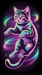 black cat on the moon