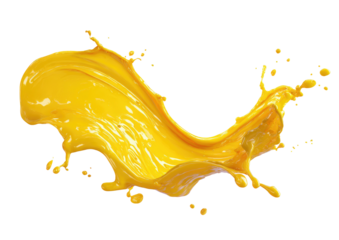 Vibrant yellow liquid splash, fluid motion frozen in air