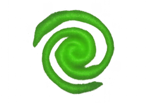 Bright green glitter spiral symbol on transparent background - Powered by Adobe