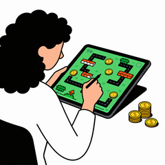 illustration vector illustration A game developer develops a game