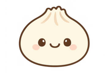 Cute smiling bao bun character on transparent background