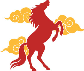 Red Rearing Horse Silhouette