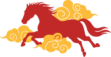 Red Horse Golden Clouds