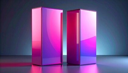 Two Glossy Rectangular Prisms with Gradient Lighting.