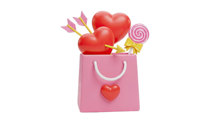 Valentine's Day Gift Bag with Hearts, Arrows, and Lollipop