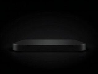 Minimalist black pedestal display stand on dark background