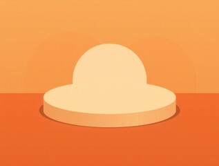 Minimalist 3d podium with rounded top on orange background