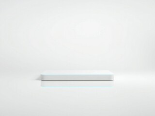 Minimalist white background with a single white cylindrical object casting a subtle shadow