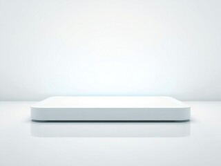 Clean white podium or stage for product display with soft lighting