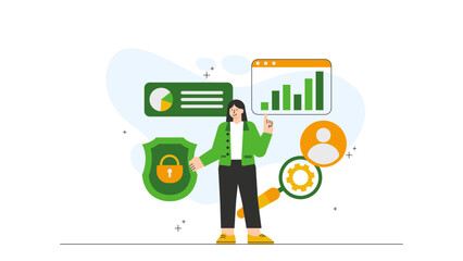 Flat vector of digital security awareness training Flat Vector Illustration