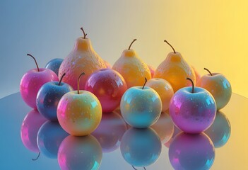 colorful apples and pears