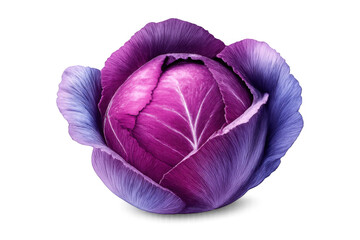 Obraz premium Red cabbage head showing vibrant purple leaves, a fresh organic vegetable with a healthy raw texture on transparent background