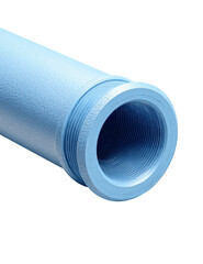 Light blue threaded pipe end, with visible threads and interior
