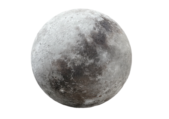 Full moon isolated on black, showing craters and rocky texture