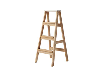 Wooden step ladder with three steps against a dark background