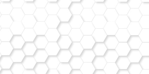 Fototapeta premium White abstract hexagonal paper background. Luxury White grid Pattern. Futuristic emboss honeycomb mosaic white background. geometric mesh cell texture. modern futuristic wallpaper.