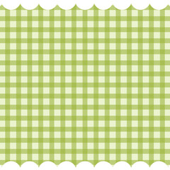 Cheerful green and white plaid background with scalloped edges, ideal for spring designs