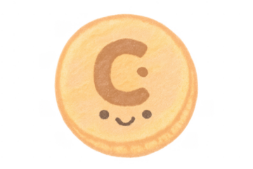 Cute cookie snack with letter c and smiley face