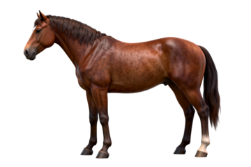 A Brown Horse Standing on White Background