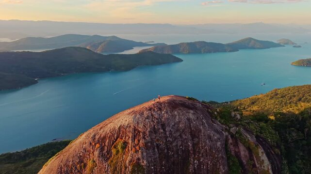 Aerial View of Pico do P&atilde;o de A&ccedil;&uacute;car at Saco do Mamangu&aacute; in Paraty, Brazil