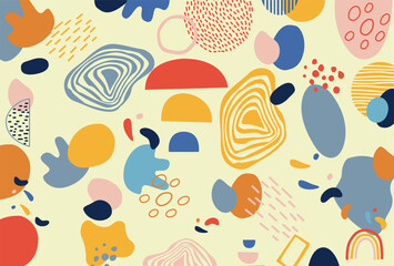 Boho Hand Drawn Abstract Background Vector