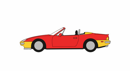 Fototapeta premium Red and yellow convertible sports car with the top down
