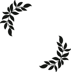 Decorative leaves branch corner border, hand drawn botanical frame for invitation design