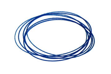 Overlapping blue circles form an oval shape on a black background