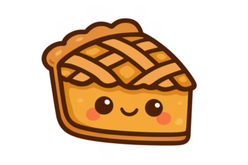 Cute smiling pie slice cartoon illustration transparent background