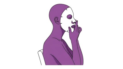 Woman Applying Sheet Mask for Skincare Routine.