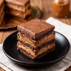 Argentine dessert chocotorta cake slice in a plate