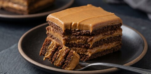 Chocotorta argentine chocolate cake made with chocolate cookies, cream cheese and dulce de leche