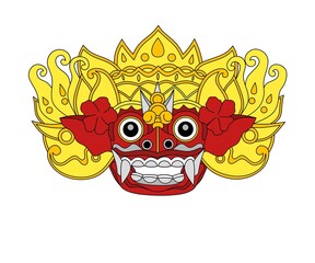 Barong bali mask colorful design image,barong mask fullcolor vector,barong bali mask colorful background illustration,barong bali mask design template 