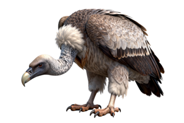 Vulture, Scavenger Bird with Bald Head and Feathered Neck